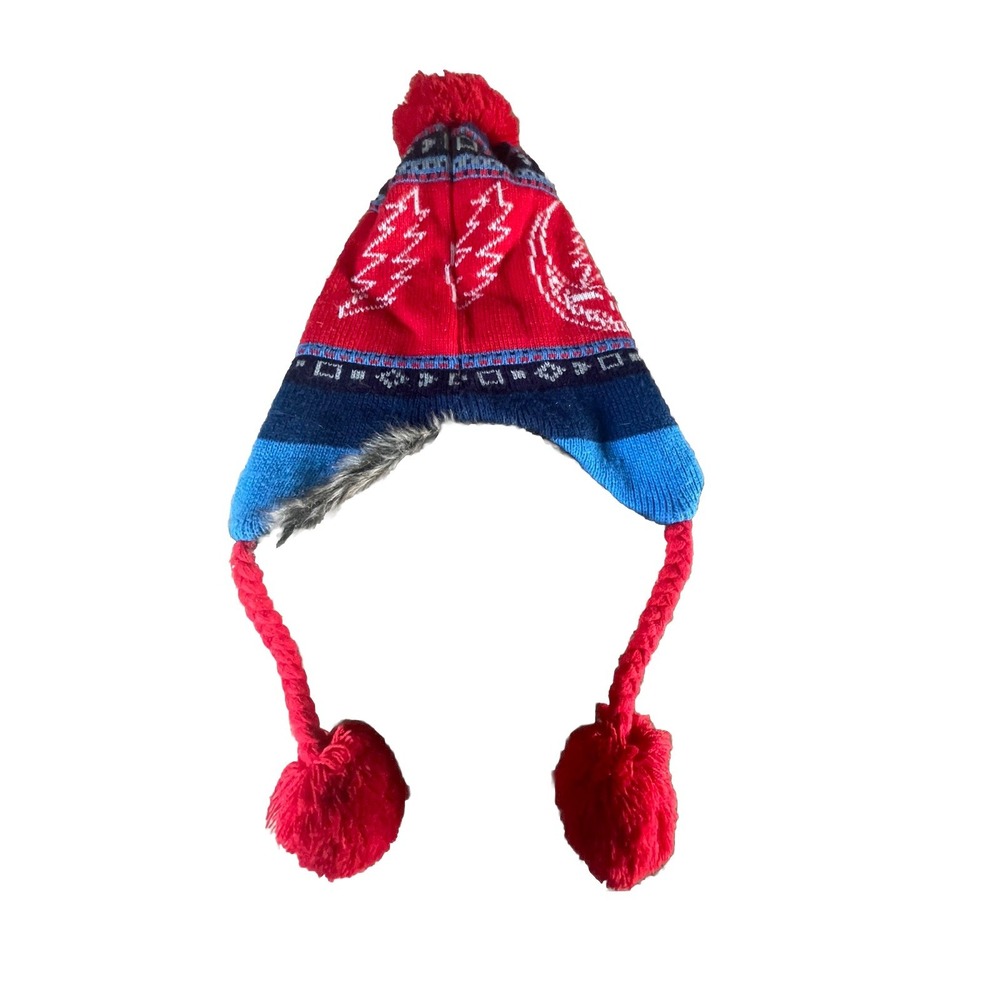Grateful Dead Red Blue Winter Hat Steal Your Face Lightning Bolt Adult Laplander